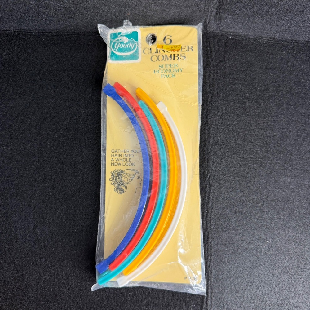 1987 Vintage Goody Clincher Combs Super Economy Pack 5 Banana Clips 80s Hair